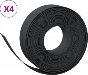 vidaXL Obrzeża ogrodowe, 4 szt., czarne, 10 m, 15 cm, polietylen 2