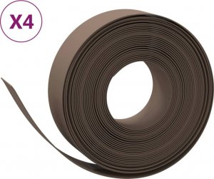 vidaXL Obrzeża ogrodowe, 4 szt., brązowe, 10 m, 15 cm, polietylen 2