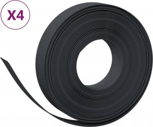 vidaXL Obrzeża ogrodowe, 4 szt., czarne, 10 m, 10 cm, polietylen 2
