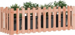 vidaXL Rabata ogrodowa z płotkiem, 150x50x50cm, lite drewno daglezjowe 3