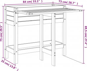 vidaXL Donica ogrodowa ze składanym blatem, czarna, drewno sosnowe 11