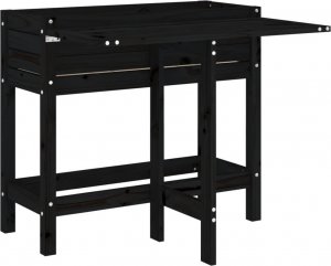 vidaXL Donica ogrodowa ze składanym blatem, czarna, drewno sosnowe 2