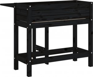 vidaXL Donica ogrodowa ze składanym blatem, czarna, drewno sosnowe 6