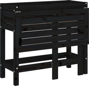 vidaXL Donica ogrodowa ze składanym blatem, czarna, drewno sosnowe 8