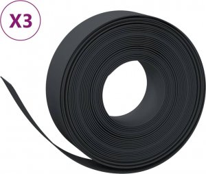 vidaXL Obrzeża ogrodowe, 3 szt., czarne, 10 m, 15 cm, polietylen 2
