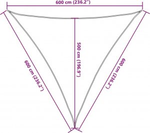 vidaXL vidaXL Żagiel przeciwsłoneczny, piaskowy, 6x6x6 m, 100% poliester 10