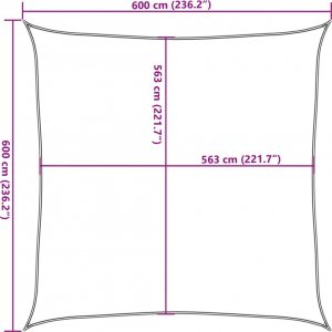 vidaXL Żagiel przeciwsłoneczny, jasnoszary, 6x6 m, 100% poliester 10
