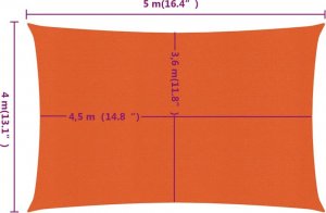 vidaXL vidaXL Żagiel przeciwsłoneczny, 160 g/m, prostokątny, 4x5 m, HDPE 6