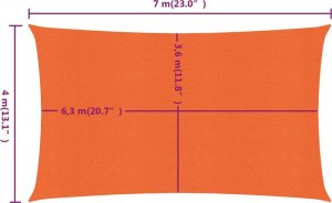 vidaXL Żagiel przeciwsłoneczny, 160 g/m, prostokątny, 4x7 m, HDPE 6
