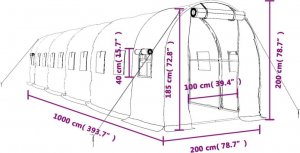 vidaXL Szklarnia ze stalową ramą, zielona, 20 m, 10x2x2 m 11