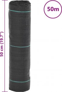 vidaXL vidaXL Agrowłóknina antychwastowa, czarna, 0,5x50 m, PP 8