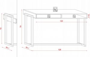 Biurko Vivaldi Meble BIURKO OSLO LE biały 2K 2