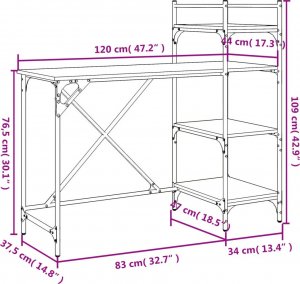 Biurko vidaXL Czarne 120 cm x 47 cm 9