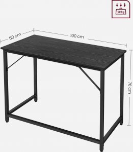 Biurko Vasagle LWD041B56 Czarne 100 cm x 50 cm 3