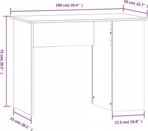 Biurko vidaXL Biurko, szary dąb sonoma, 100x55x75 cm 8