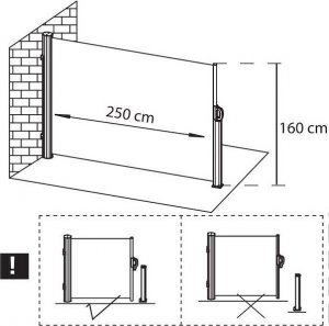 Springos Markiza boczna na taras i balkon 250x160 cm osłona rozsuwana roleta grafitowa UNIWERSALNY 13