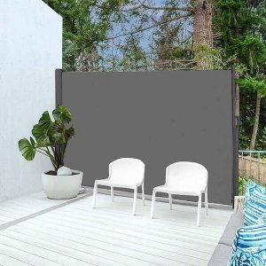 Springos Markiza boczna na taras i balkon 400x180 cm osłona rozsuwana roleta grafitowa UNIWERSALNY 24