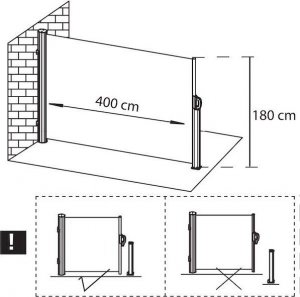 Springos Markiza boczna na taras i balkon 400x180 cm osłona rozsuwana roleta grafitowa UNIWERSALNY 7