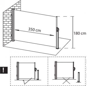 Springos Markiza boczna na taras i balkon 350x180 cm osłona rozsuwana roleta grafitowa UNIWERSALNY 13