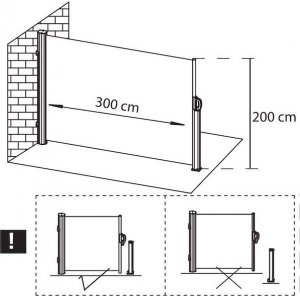 Springos Markiza boczna na taras i balkon 300x200 cm osłona rozsuwana roleta grafitowa UNIWERSALNY 21