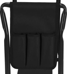 Springos Krzesło wielofunkcyjne, ogrodowe do pielenia z przybornikiem na narzędzia, składany klęcznik, czarny UNIWERSALNY 15