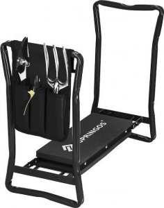 Springos Krzesło wielofunkcyjne, ogrodowe do pielenia z przybornikiem na narzędzia, składany klęcznik, czarny UNIWERSALNY 22