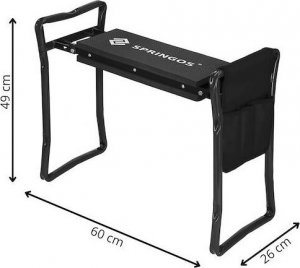 Springos Krzesło wielofunkcyjne, ogrodowe do pielenia z przybornikiem na narzędzia, składany klęcznik, czarny UNIWERSALNY 5