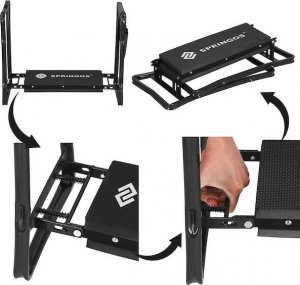 Springos Krzesło wielofunkcyjne, ogrodowe do pielenia z przybornikiem na narzędzia, składany klęcznik, czarny UNIWERSALNY 6