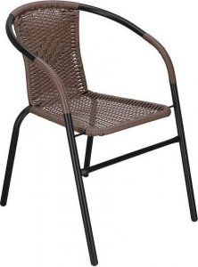 Springos Meble ogrodowe metalowe 2 krzesła i stół ze szklanym blatem zestaw ogrodowy czarno-brązowy UNIWERSALNY 14