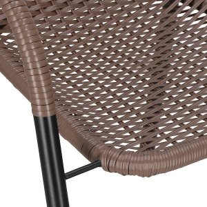 Springos Meble ogrodowe metalowe 2 krzesła i stół ze szklanym blatem zestaw ogrodowy czarno-brązowy UNIWERSALNY 2