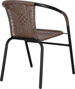 Springos Meble ogrodowe metalowe 2 krzesła i stół ze szklanym blatem zestaw ogrodowy czarno-brązowy UNIWERSALNY 21