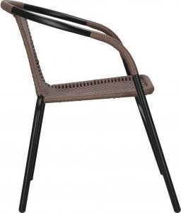 Springos Meble ogrodowe metalowe 2 krzesła i stół ze szklanym blatem zestaw ogrodowy czarno-brązowy UNIWERSALNY 22