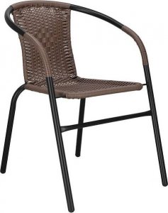 Springos Meble ogrodowe metalowe 2 krzesła i stół ze szklanym blatem zestaw ogrodowy czarno-brązowy UNIWERSALNY 23