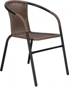 Springos Meble ogrodowe metalowe 2 krzesła i stół ze szklanym blatem zestaw ogrodowy czarno-brązowy UNIWERSALNY 24