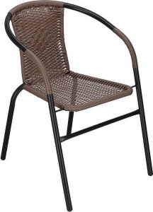 Springos Meble ogrodowe metalowe 2 krzesła i stół ze szklanym blatem zestaw ogrodowy czarno-brązowy UNIWERSALNY 25