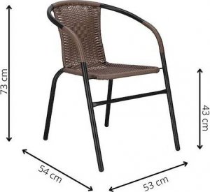 Springos Meble ogrodowe metalowe 2 krzesła i stół ze szklanym blatem zestaw ogrodowy czarno-brązowy UNIWERSALNY 3