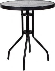 Springos Meble ogrodowe metalowe 2 krzesła i stół ze szklanym blatem zestaw ogrodowy czarno-brązowy UNIWERSALNY 6