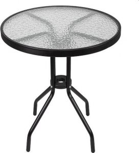 Springos Meble ogrodowe metalowe 2 krzesła i stół ze szklanym blatem zestaw ogrodowy czarno-brązowy UNIWERSALNY 7