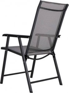 Springos Meble tarasowe stolik kawowy ze szkła hartowanego, krzesła metalowe 2 szt. czarno-szare UNIWERSALNY 11