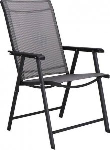 Springos Meble tarasowe stolik kawowy ze szkła hartowanego, krzesła metalowe 2 szt. czarno-szare UNIWERSALNY 15