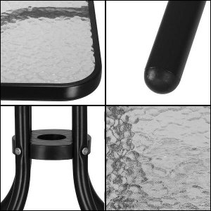 Springos Meble tarasowe: stolik kawowy z bezbarwnego szkła hartowanego, 2 krzesła metalowe do ogrodu czarno-szary UNIWERSALNY 5