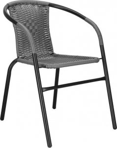 Springos Meble tarasowe: stolik kawowy z bezbarwnego szkła hartowanego, 4 krzesła metalowe do ogrodu czarno-szary UNIWERSALNY 18