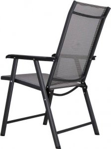 Springos Meble ogrodowe 2 krzesła i okragły stół ze szklanym blatem zestaw na taras czarno-szary UNIWERSALNY 12