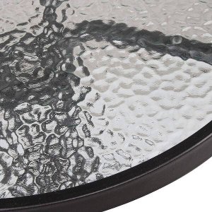 Springos Meble ogrodowe 2 krzesła i okragły stół ze szklanym blatem zestaw na taras czarno-szary UNIWERSALNY 15