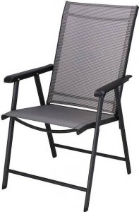 Springos Meble ogrodowe 2 krzesła i okragły stół ze szklanym blatem zestaw na taras czarno-szary UNIWERSALNY 18