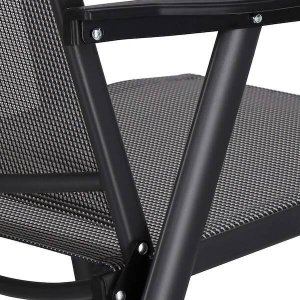 Springos Meble ogrodowe 2 krzesła i okragły stół ze szklanym blatem zestaw na taras czarno-szary UNIWERSALNY 2