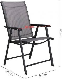 Springos Meble ogrodowe 2 krzesła i okragły stół ze szklanym blatem zestaw na taras czarno-szary UNIWERSALNY 3