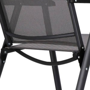 Springos Meble ogrodowe 2 krzesła i okragły stół ze szklanym blatem zestaw na taras czarno-szary UNIWERSALNY 5