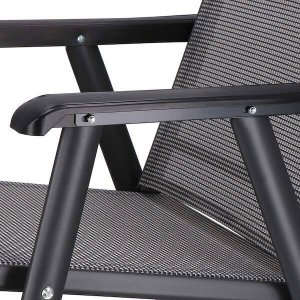 Springos Meble ogrodowe 2 krzesła i okragły stół ze szklanym blatem zestaw na taras czarno-szary UNIWERSALNY 6