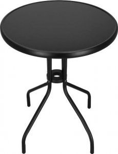 Springos Meble ogrodowe metalowe krzesła i okrągły stół ze szklanym blatem zestaw ogrodowy czarny UNIWERSALNY 11